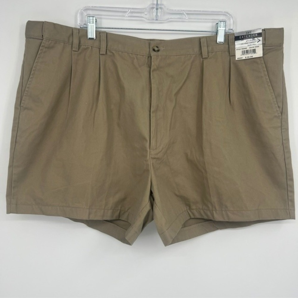 SRT Extender Men's Khaki Pleated Comfort‎ Fit Extended Waistband Shorts Size 46